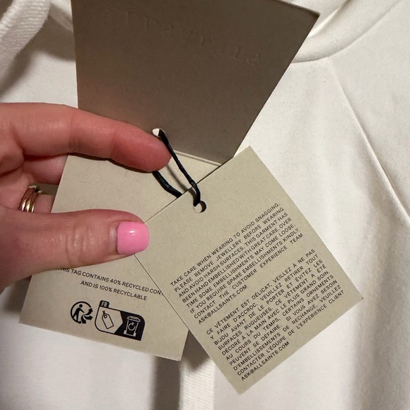 All Saints women’s small white Hoodie with silver sequins NWT - Picture 5 of 7